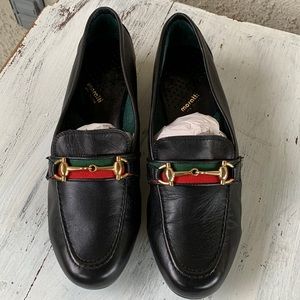 MAUS & HOFFMAN MORATTI YACHT SHOE Black Leather HORSEBIT Ribbon